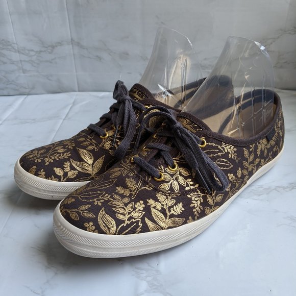Keds Shoes - Black & gold "Queen Anne" Rifle Paper Co. Keds